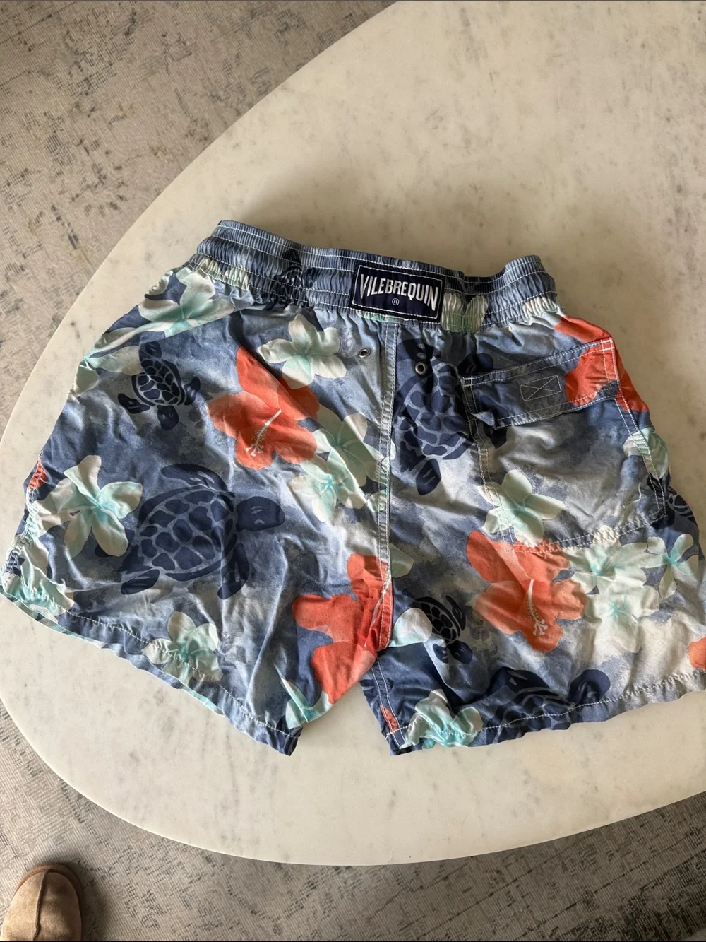 Vilebrequin Blue Floral & Turtle Print Athletic Swim Shorts